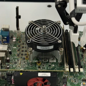 D. Failure trace, CPU fan: the gripper ends far from the target region (red circle).
